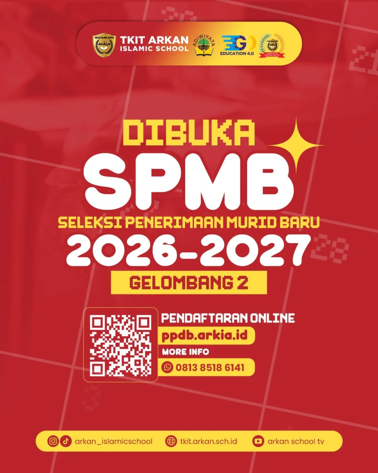 SPMB Gelombang 2 sudah dibuka ya 😇
Dan akan ditutup jika kuota sudah terpenuhi 🥰🤏#sekolahtk #sekolahaman #sekolahsunnah
#tkitarkanislamicschool #tkit #sekolahsehat #sekolahdigital #sekolahramahanak #sekolahislam #sekolahislamterpadu #sekolahbekasi #spmb2025 #ppdbtk
#penerimaansiswabaru #sekolahdigital #sekolahsehat