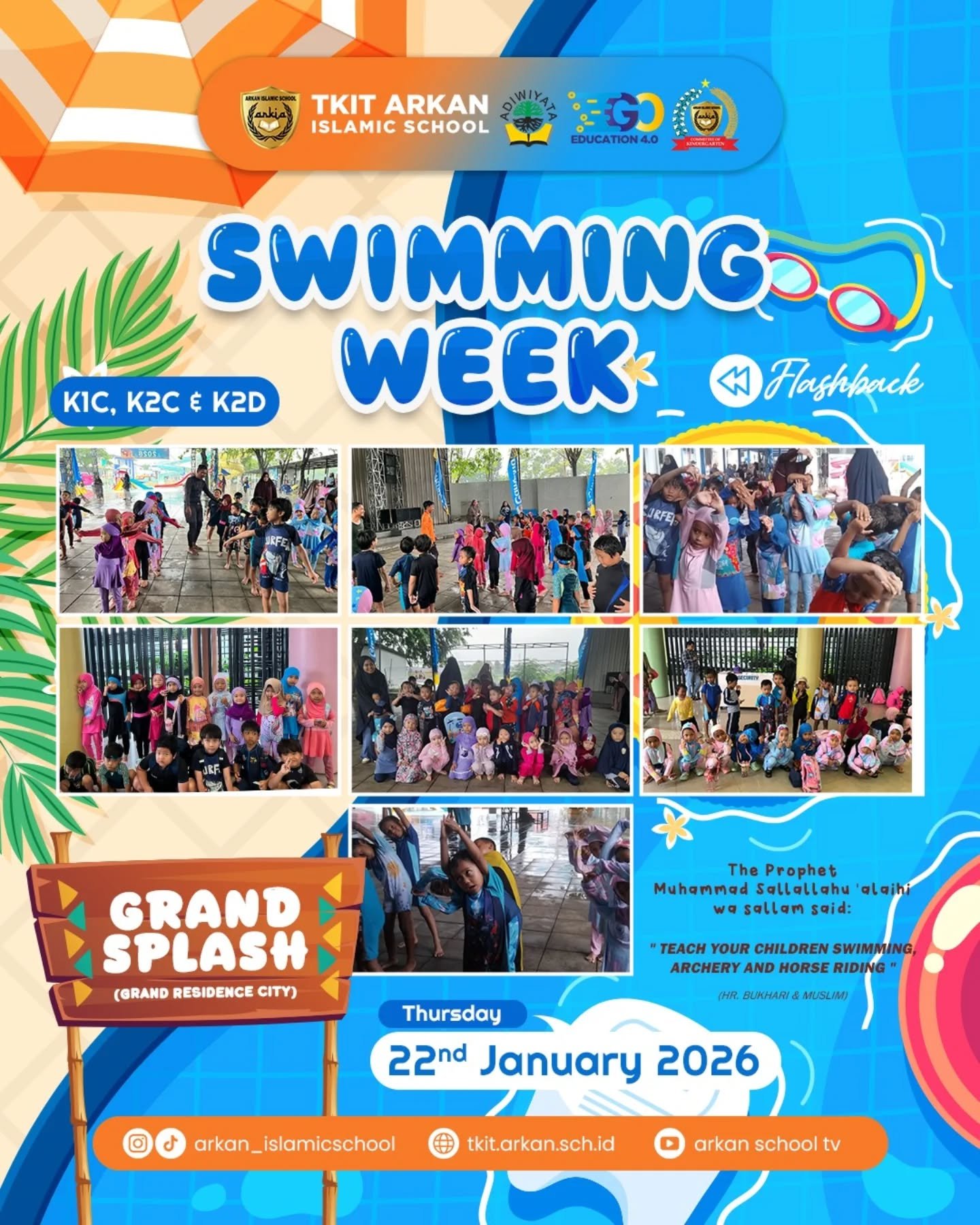 Swimming Week K1C, K2C, & K2D
#sekolahdigital #sekolahislamterpadu #sekolahramahanak #sekolahislam #sekolahbekasi