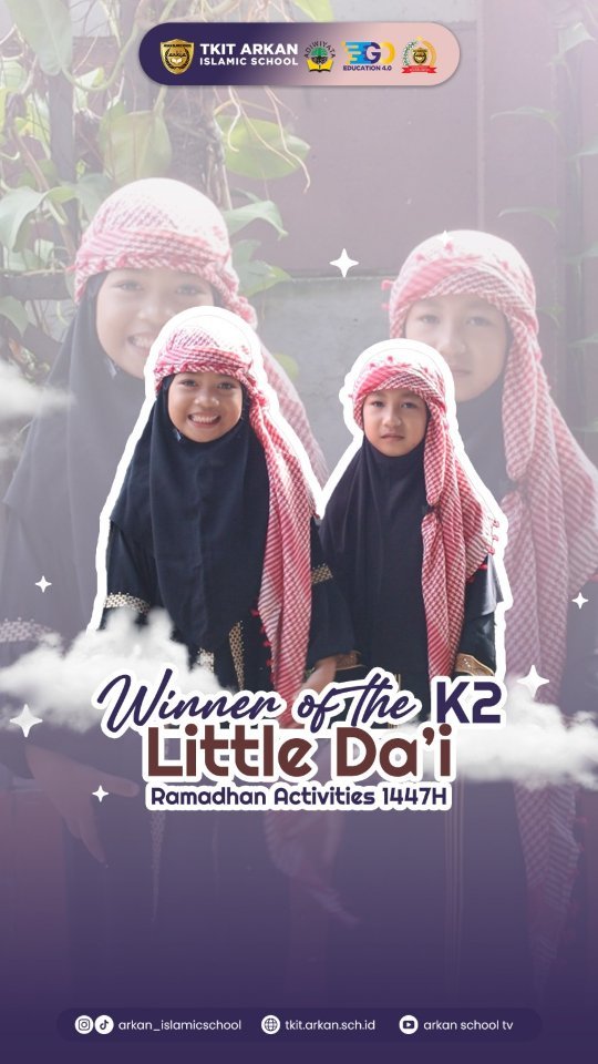 Congratulations to Our Little Da'i Champions! 🌟Assalamu’alaikum Warahmatullahi Wabarakatuh,We are overjoyed to announce the 1st Winner of the K2 Little Da'i Competition (Lomba Da'i Cilik) Ramadhan 1447 H, proudly organized by our school!Big congratulations to our wonderful students from K2A Umar bin Khattab:🏆 Aleia Tabina Mecca
🏆 Banafsha Btari HumayraThe school deeply appreciates and highly values the tremendous potential shown by our students.We are incredibly proud of your achievement! We sincerely hope that you will continue to develop and nurture this wonderful talent in the future.May this be a stepping stone to even greater blessings and success.Keep inspiring us, little champions!Wassalamu’alaikum Warahmatullahi Wabarakatuh.