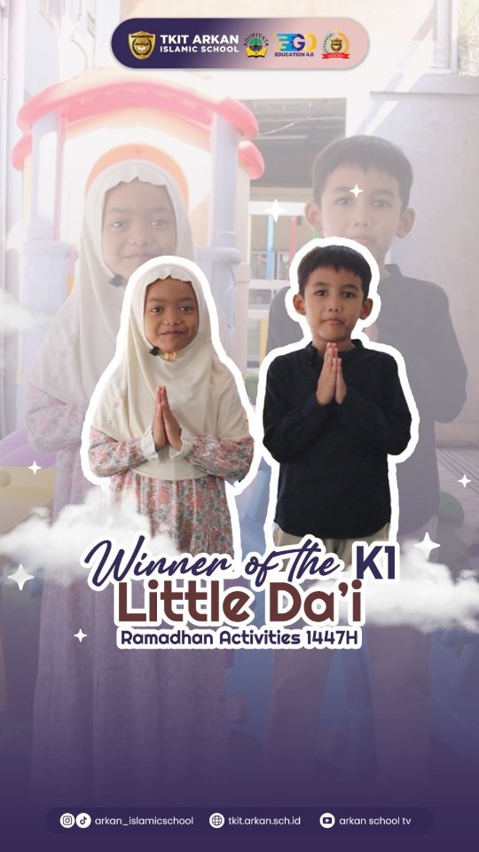 Proud Announcement: Celebrating Our Young Da'i Achievers! 🌟Assalamu’alaikum Warahmatullahi Wabarakatuh,
We are thrilled to share the wonderful news of our 1st Place Winners in the Ramadhan 1447 H Little Da'i Competition, hosted by our school!Huge congratulations to our talented students from K1 Abu Bakar Ash Shiddiq:
🏆 Kinayra Azmi Shayna
🏆 Nedeo Septama RediartoOur school holds the highest appreciation for the incredible talents and dedication shown by our students.We are immensely proud of this beautiful milestone! It is our sincere hope that you will keep shining and continuously nurture this brilliant potential as you grow. May this achievement inspire you to reach even greater heights in the future.Keep up the amazing work, little stars!
Wassalamu’alaikum Warahmatullahi Wabarakatuh.#sekolahramahanak #sekolahdigital #sekolahislamterpadu #sekolahbekasi #sekolahsehat
