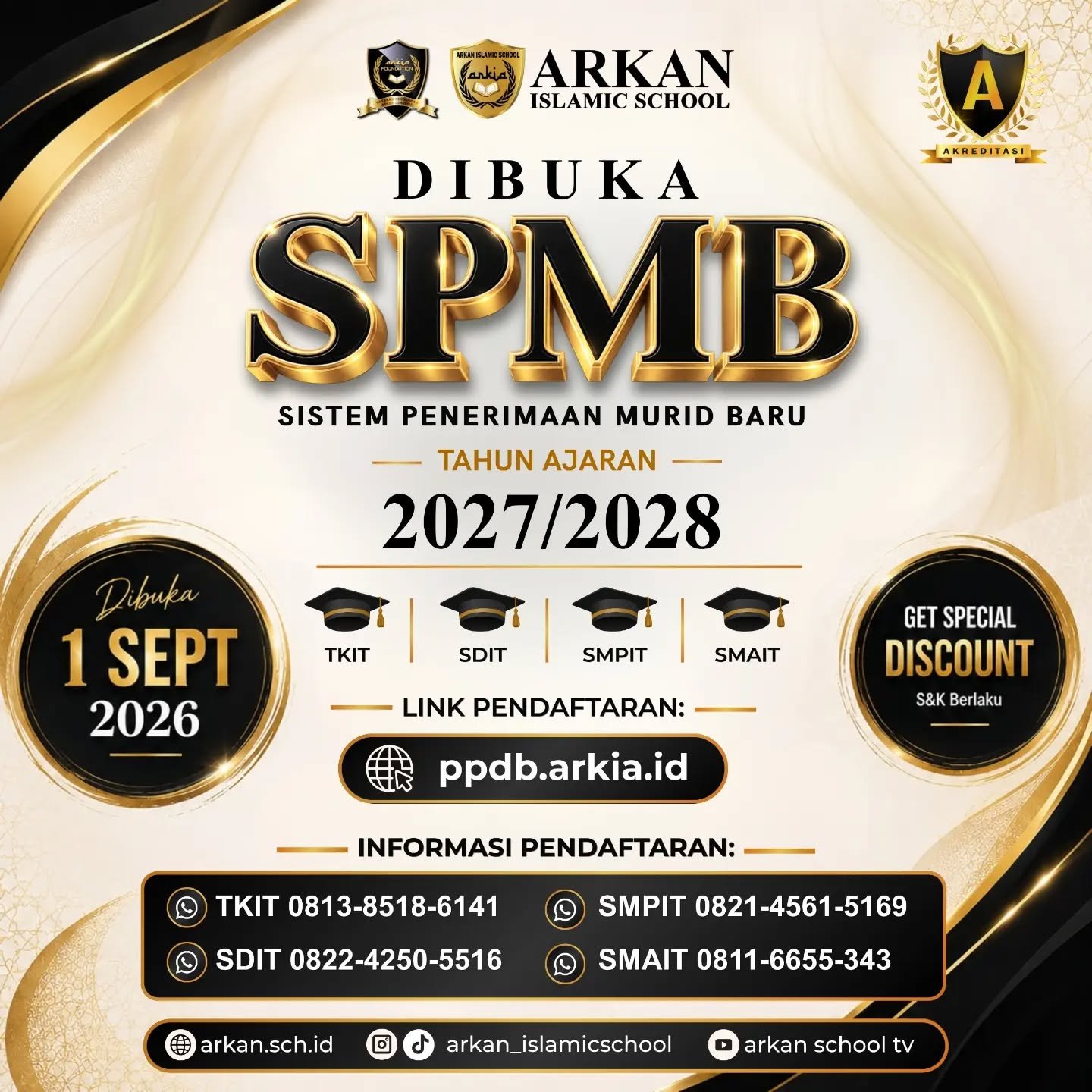 💚 𝗦𝗲𝘁𝗶𝗮𝗽 𝗼𝗿𝗮𝗻𝗴 𝘁𝘂𝗮 𝘁𝗲𝗻𝘁𝘂 𝗶𝗻𝗴𝗶𝗻 𝗺𝗲𝗺𝗯𝗲𝗿𝗶𝗸𝗮𝗻 𝗽𝗲𝗻𝗱𝗶𝗱𝗶𝗸𝗮𝗻 𝘁𝗲𝗿𝗯𝗮𝗶𝗸 𝘂𝗻𝘁𝘂𝗸 𝗽𝘂𝘁𝗿𝗮-𝗽𝘂𝘁𝗿𝗶𝗻𝘆𝗮.Bukan hanya tentang nilai dan prestasi, tetapi juga tentang bagaimana anak tumbuh menjadi pribadi yang 𝗯𝗲𝗿𝗮𝗸𝗵𝗹𝗮𝗸, 𝗽𝗲𝗿𝗰𝗮𝘆𝗮 𝗱𝗶𝗿𝗶, 𝗺𝗮𝗻𝗱𝗶𝗿𝗶, dan memiliki kecintaan terhadap ilmu. ✨Di 𝗔𝗿𝗸𝗮𝗻 𝗜𝘀𝗹𝗮𝗺𝗶𝗰 𝗦𝗰𝗵𝗼𝗼𝗹, kami percaya bahwa pendidikan adalah perjalanan panjang untuk membersamai anak dalam tumbuh dan berkembang, dengan nilai-nilai kebaikan yang menjadi bekal hingga masa depan. 🌱📚 𝗦𝗣𝗠𝗕 𝟮𝟬𝟮𝟲 𝗧𝗘𝗟𝗔𝗛 𝗗𝗜𝗕𝗨𝗞𝗔
🎓 𝗧𝗞 • 𝗦𝗗 • 𝗦𝗠𝗣 • SMA🌱 Mari memilih lingkungan pendidikan yang tidak hanya mengajarkan anak untuk menjadi pintar, tetapi juga membantu mereka menjadi pribadi yang baik dan bermanfaat.𝗞𝘂𝗼𝘁𝗮 𝘁𝗲𝗿𝗯𝗮𝘁𝗮𝘀.Kami menantikan langkah kecil putra-putri Ayah & Bunda menjadi bagian dari keluarga besar 𝗔𝗿𝗸𝗮𝗻 𝗜𝘀𝗹𝗮𝗺𝗶𝗰 𝗦𝗰𝗵𝗼𝗼𝗹. 🤍