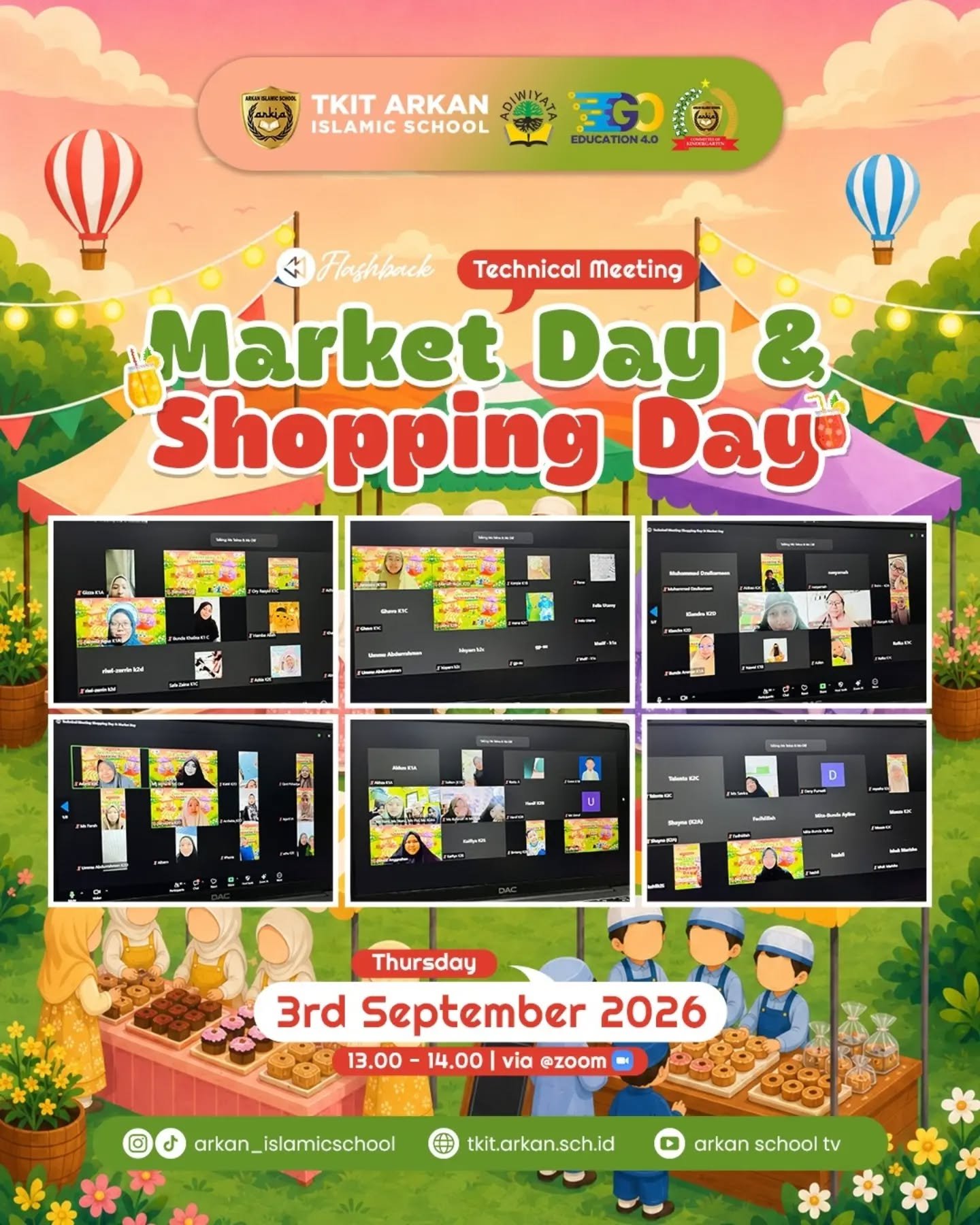Alhamdulillaah terimakasih atas partisipasinya ayah bunda sudah hadir TM zoom untuk kegiatan Shopping Day dan Market Day^^Semoga acaranya diberikan kemudahan, kelancaran, dan keberkahan oleh Allaah Subhanahu Wa Ta'ala.. aamiin#tkkotabekasi #tksunnah #tkitarkancendekia #sekolahsehat #sekolahdigital