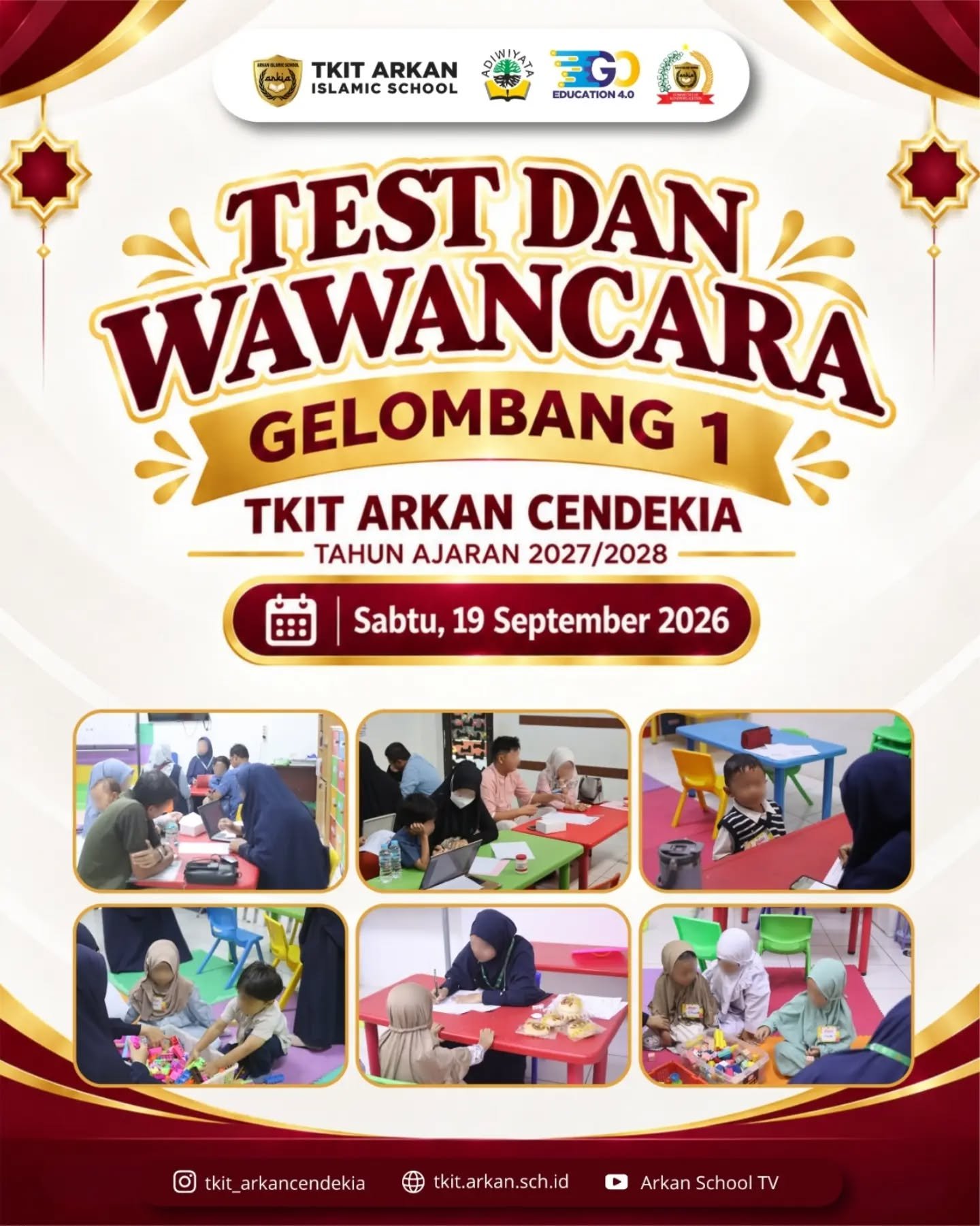 Alhamdulillaah hari Sabtu, 19 September 2026 kemarin telah dilaksanakan kegiatan Observasi dan wawancara gelombang 1 kloter 1.Terimakasih atas kepercayaannya ayah dan bunda 🥰Bagi ayah/bunda yang ingin mendaftar, masih tersedia untuk gelombang 1 ya 🤗Kami tunggu kehadirannya ya ayah bunda 🤗#sekolahsehat #sekolahtkbekasi #tkitarkancendekia #yayasanarkancendekia #sekolahsunnah