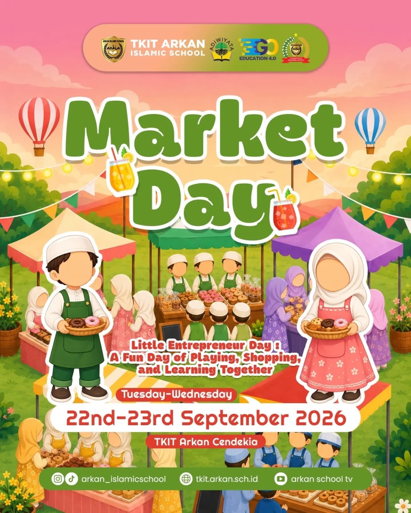 Yey, besok banget kegiatan Market Day TKIT Arkan Cendekia tahun 2026 🥰See you soon!
Jangan lupa berkunjung dan ramaikan ya 🤗#marketday #sekolahislamterpadu #sekolahsunnah #sekolahislam #sekolahtkbekasi